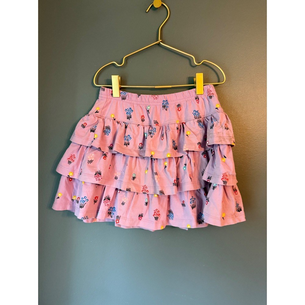 Hanna Andersson Girls Purple Floral Tiered Ruffle Skort Size 130 US 8